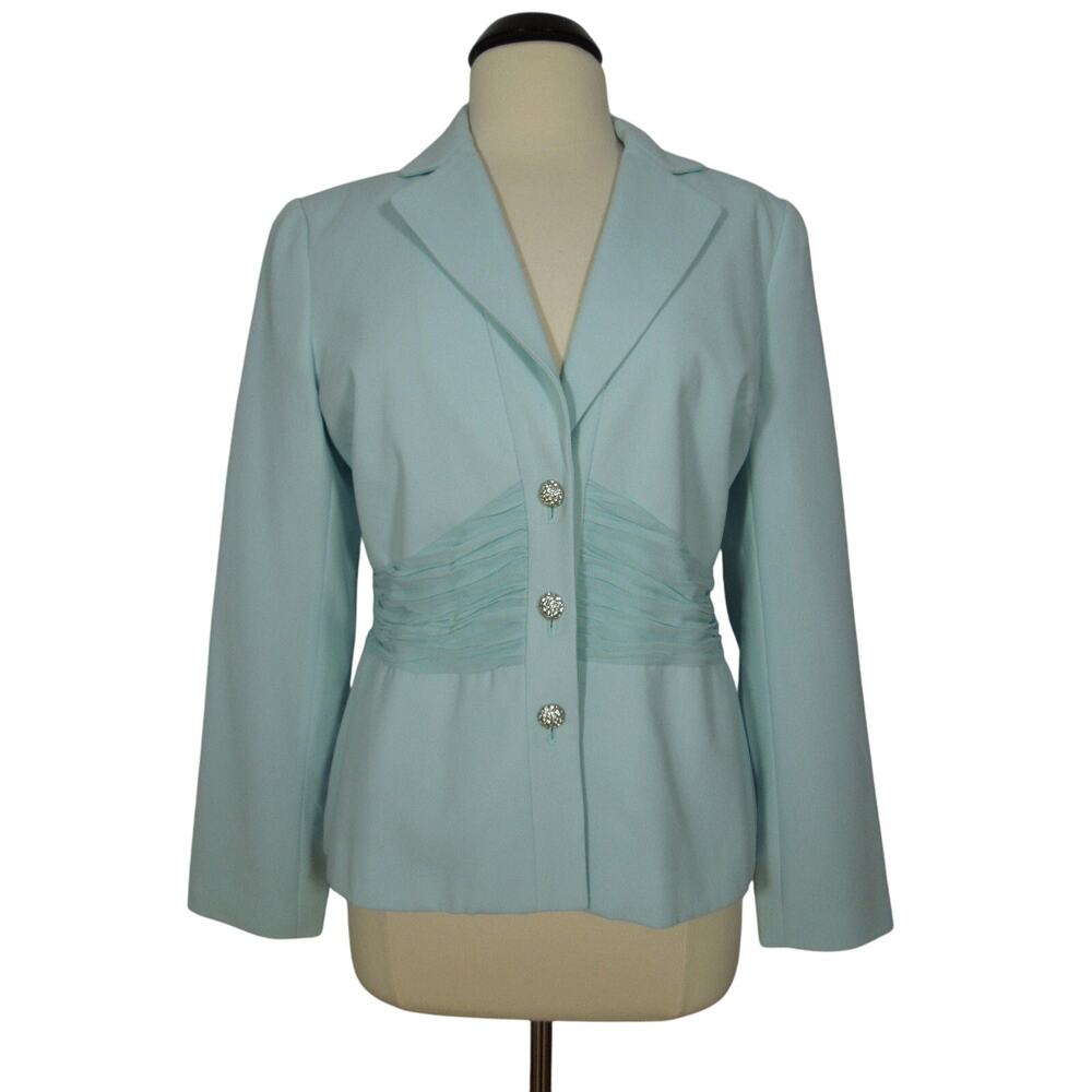 TOGETHER Blazer size 12 Womens Collection Special Occasion Blue Beads Buttons